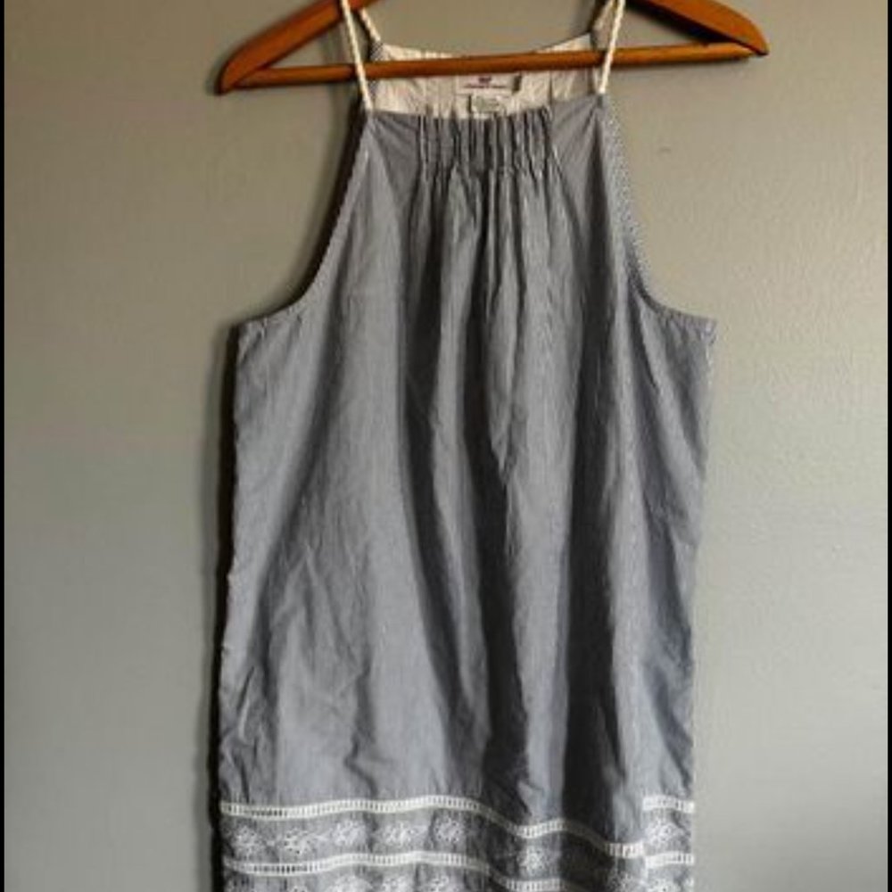 Vineyard Vines Blue and White Striped Boat neck Dress Summer Lake Cute